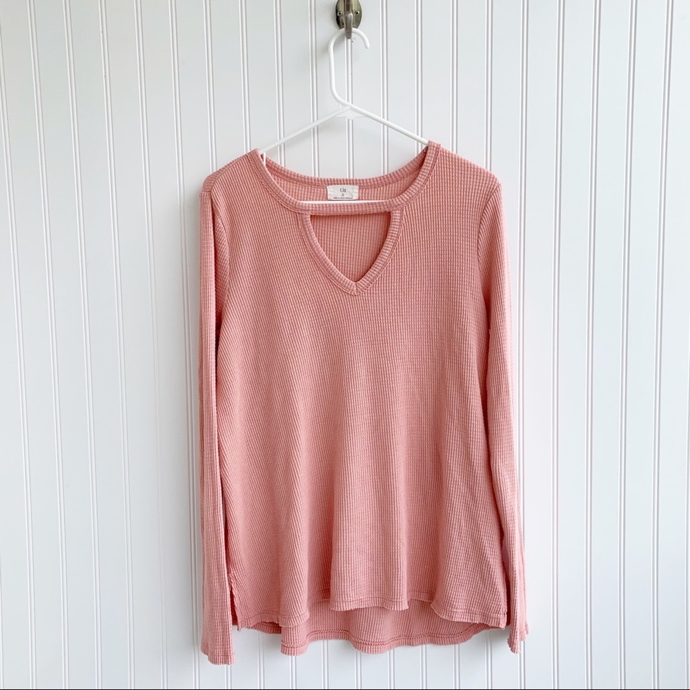 Anthropologie T.la V Cut Out Waffle Knit Sweater